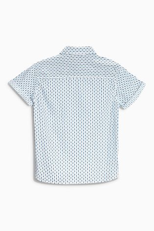 Blue Linen Mix Printed Shirt (3-16yrs)
